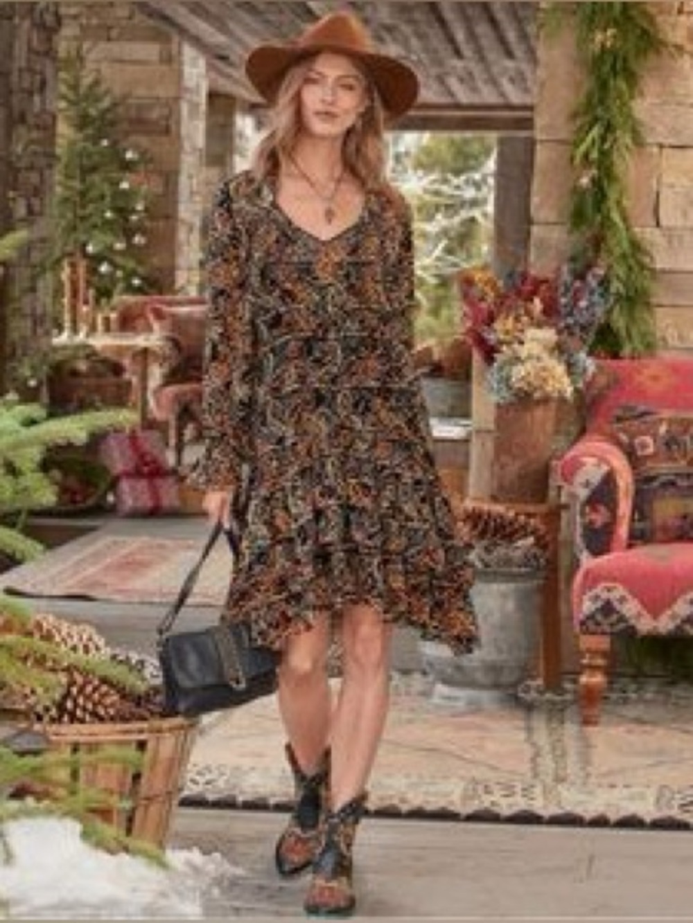 Sundance Velvet Burnout paisley Dress M sheer high low drop waist